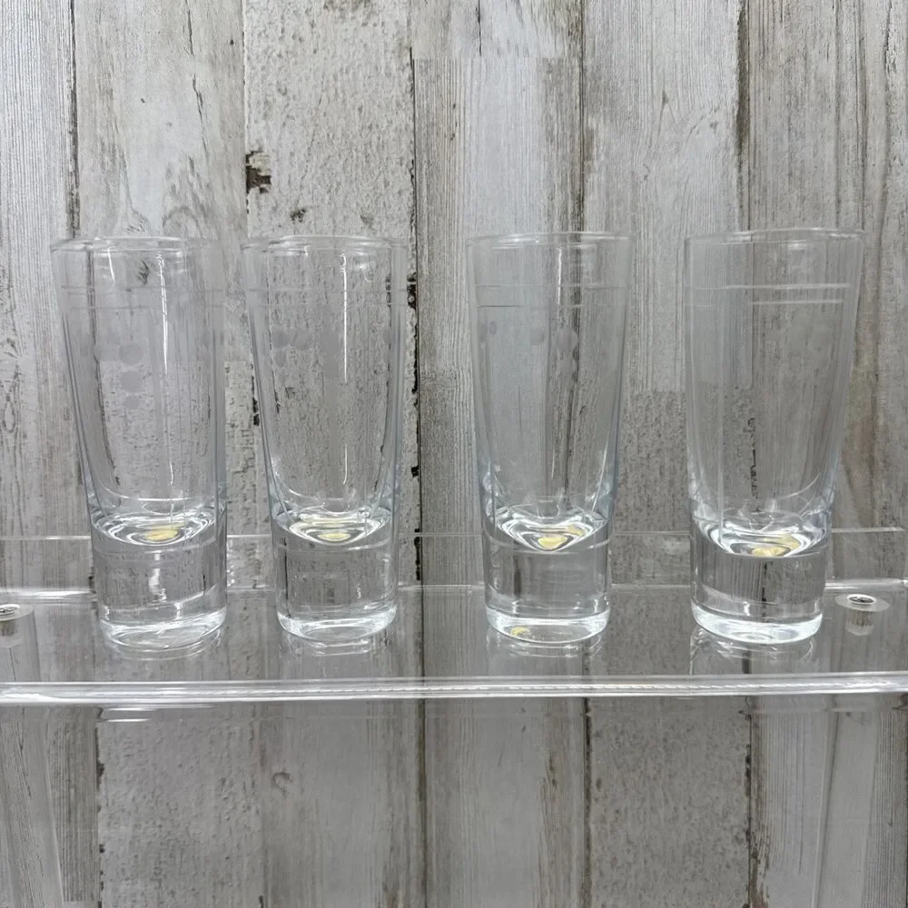 Rare New Aston Princess House Shot Glasses Etched Set Of 4 1” Weighted Bottoms
